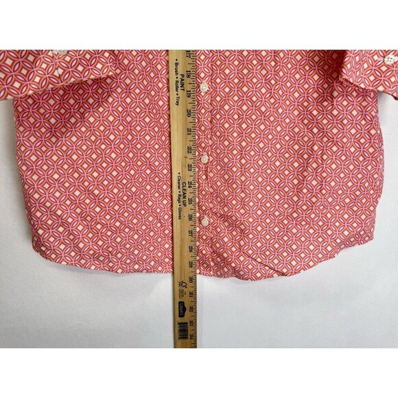 Chicos Effortless Beatrice Top Womens 2/Large Pink Red Batik Circles No Iron - Picture 6 of 9